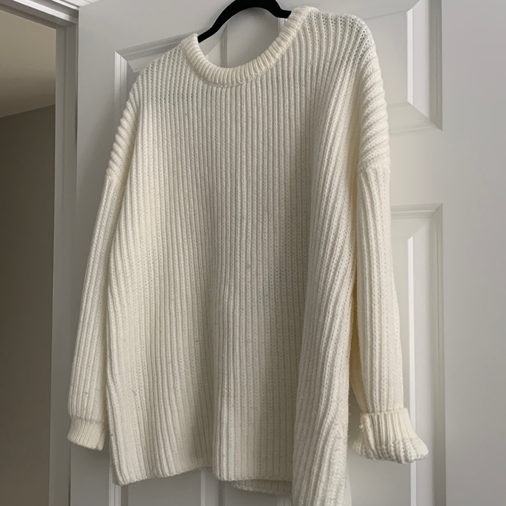 Look Book store open back cream sweater